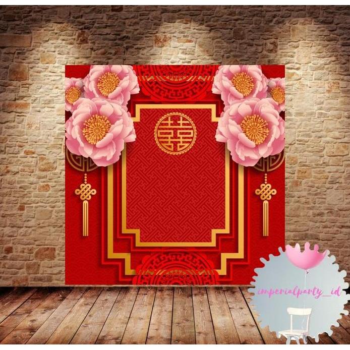 Ready  Custom Backdrop Banner Spanduk Lamaran Sangjit Tunangan Shuangxi 4