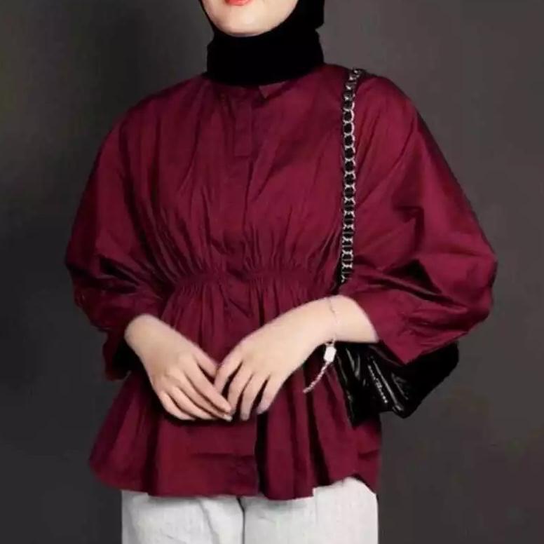 hot deals aiko shirt blouse kemeja kerut wanita/ aiko shirt blouse/ blouse wanita kekinian bahan kat