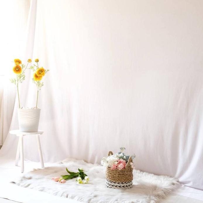Ready  KAIN BACKDROP BACKGROUND DEKORASI POLOS LAYAR FOTO LATAR PUTIH 3M
