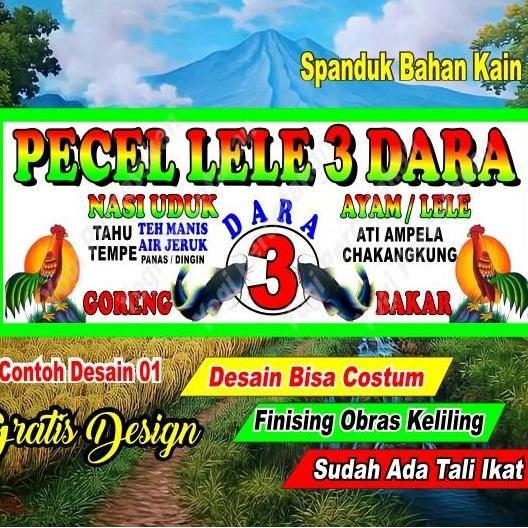 Ready  Spanduk Kain Pecel Lele / Spanduk Kain Costum Spanduk Ayam