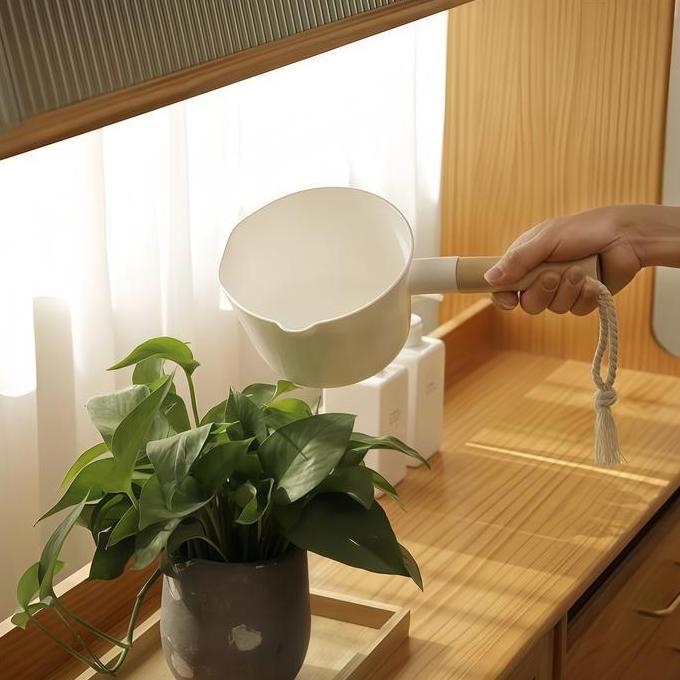 Home gayung air putih gagang Kayu/Home gayung mandi aesthetic/Gayung putih plastik/Gayung mandi aest