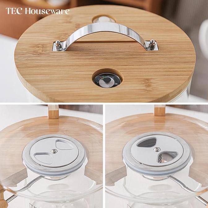 TECMAZI Rice Dispenser Tempat Penyimpanan Beras Wooden Rice Dispenser Dispenser Beras Kayu Tempat Pe