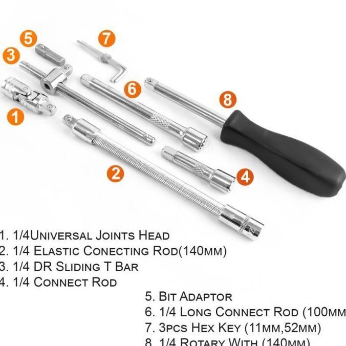 Grade Ori Set Kunci Sok Kunci Shock 46 Pcs Mobil Motor Lengkap Socket Tool Kit Pas Ring L Motor Mobi
