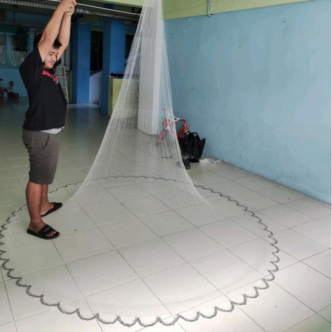 jala lempar 2,5 meter bahan senar ,  jala ikan,  jala udang,  lubang 3/4 in / jari kelingking