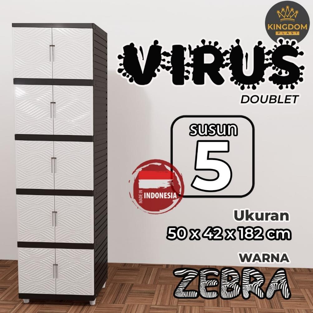 Awet [Ready Stock] Kingdom Plast Virus Lemari Plastik Jumbo 5 Susun Lemari Pakaian Minimalis Cabinet