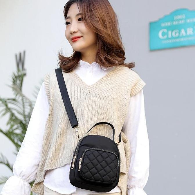 [Hot Sale] Tas Selempang Wanita 2024 Bordir Fashion Ransel Wanita Korean Model Chibao Mini Nylon Kap