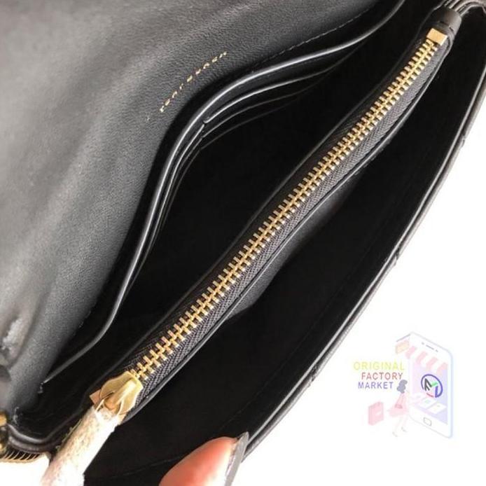 KIRA Chevron Leather Chain Wallet Crossbody Black 64068 murah