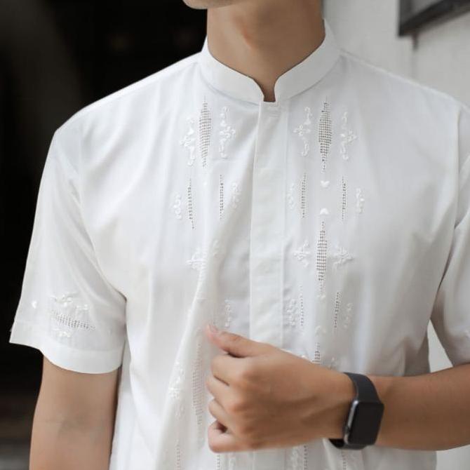 NEW BAJU KOKO PADANG KERANCANG SULAM TANGAN KATUN PRIA DEWASA MUSLIM NYAMAN ORI