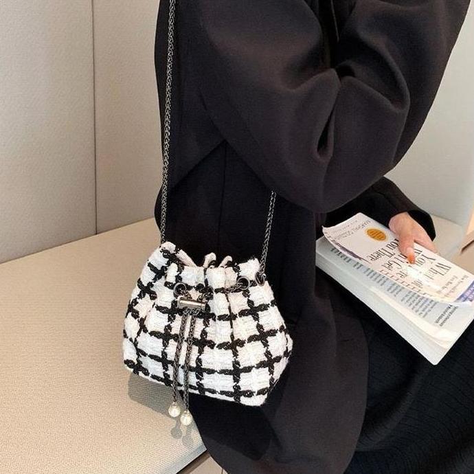 Tas Selempang Wanita Premium Motif Kotak Serut Fashion I Tas Selempang I Tas Wanita I Tas Serut mura