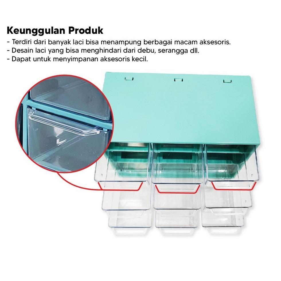 super deal kotak serba guna 9 sekat / rak mini 9 sekat / kotak penyimpanan / kotak laci perhiasan mi