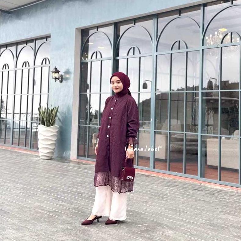 best seller aluna long tunik busui friendly tunik brokat-atasan wanita