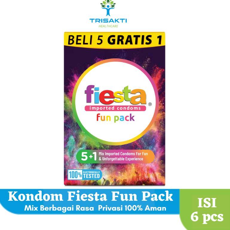 Terlaris Kondom Fiesta Fun Pack - 6 Pcs Bergerigi Tipis Mix Berbagai Aroma Rasa