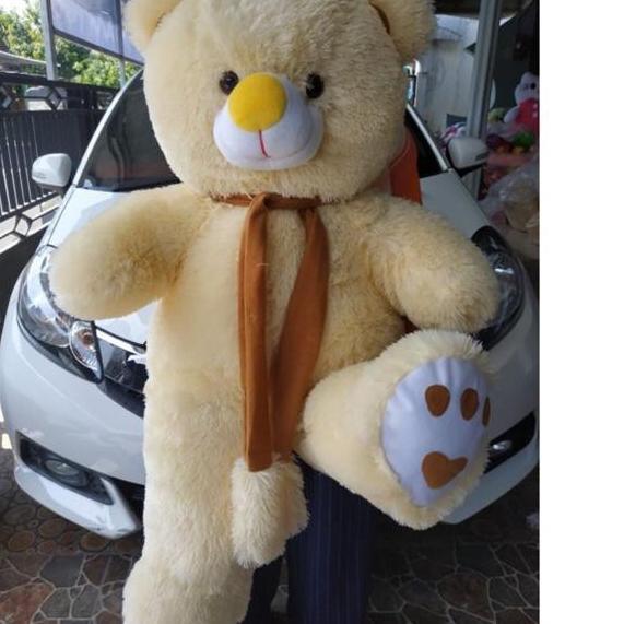 Discount Boneka Teddy Bear Jumbo / Boneka Beruang Jumbo Syal Telapak Pink Muda /Grosir Boneka Jumbo