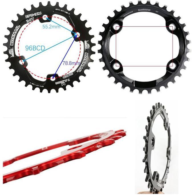 Chainring Oval 32t 34t 36t 38t Bcd 96 Asimetris Shimano Narrow Wide