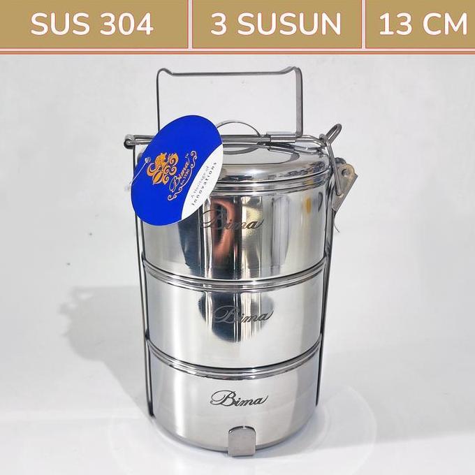 Rantang BIMA 3 Susun 13 CM Stainless Steel SUS 304