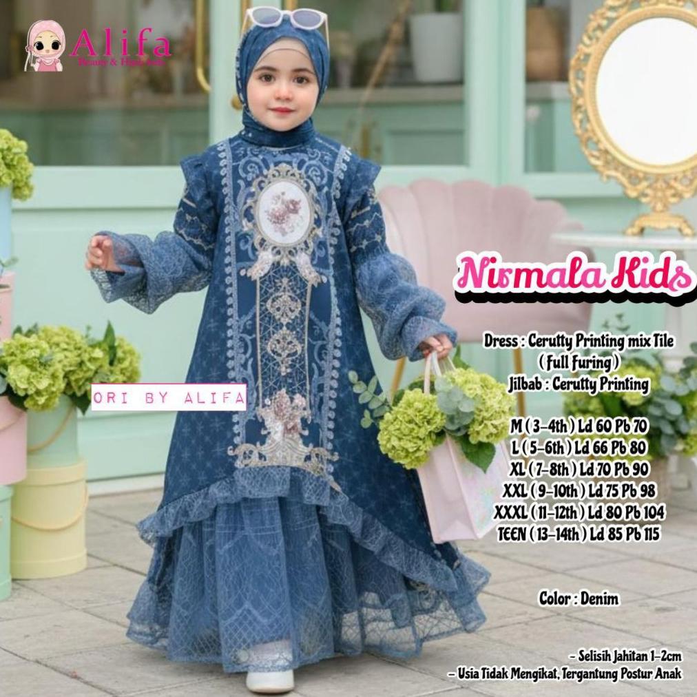 ORIGINAL Nirmala Kids Gamis Anak Free Hijab Ori Alifa