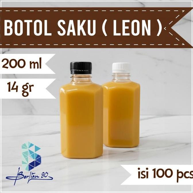 BEBAS ONGKIR - ( Isi 100 ) Botol Plastik Leon 200ml / Botol Saku Leon 200ml / Botol Mini Square 200m