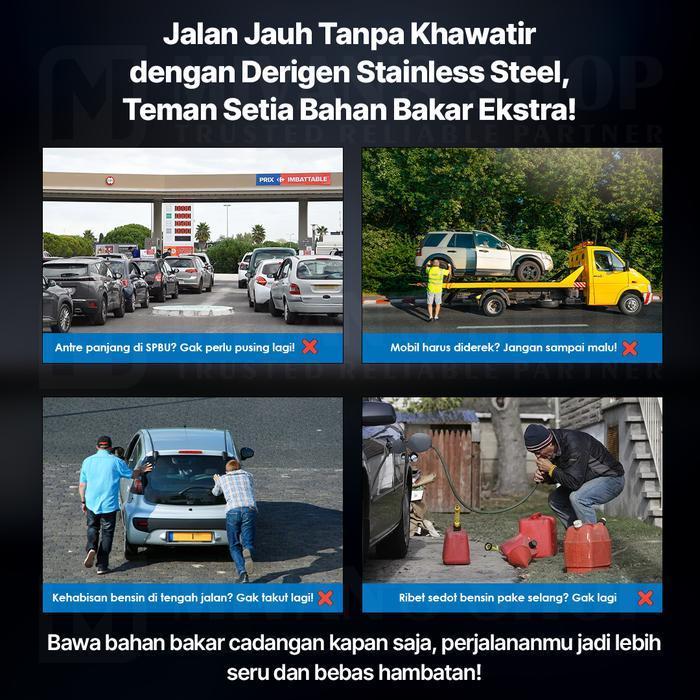 Jerigen/Jerry can/Jerrycan/Kontainer 10L Stainless 304 tebal 0.8mm