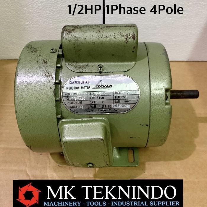 Dinamo 1/2 HP 1 Phase 4 Pole Elektromotor Mesin Electro Motor 0,5 PK