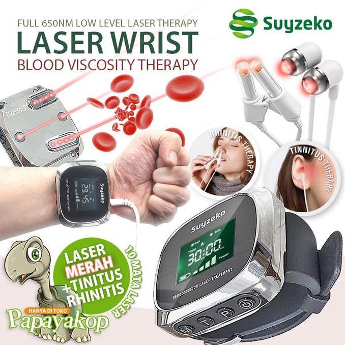 Jam Laser Terapi Kesehatan Darah Jantung dr 10 Mata Akupuntur Suyzeko full Red 650nm