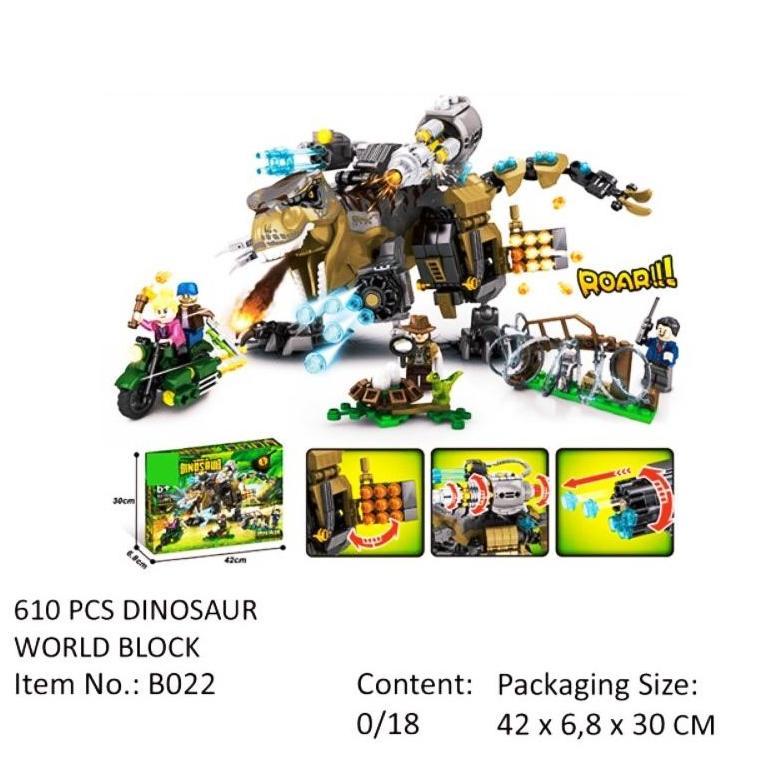 Viral  Mainan Dinosaurus Mech Dino Set Besar 610 Pcs / Mainan Edukatif Anak Lego Susun Blok B022