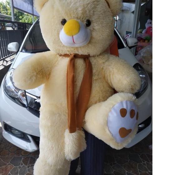 Discount Boneka Teddy Bear Jumbo / Boneka Beruang Jumbo Syal Telapak Pink Muda /Grosir Boneka Jumbo