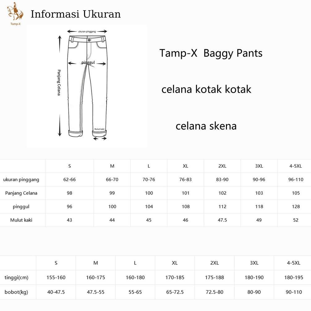 Flash Sale Tamp-X Oversize Jumbo Celana Panjang Pria Joger Baggy Pants Santai Kotak Kotak Korean Sty