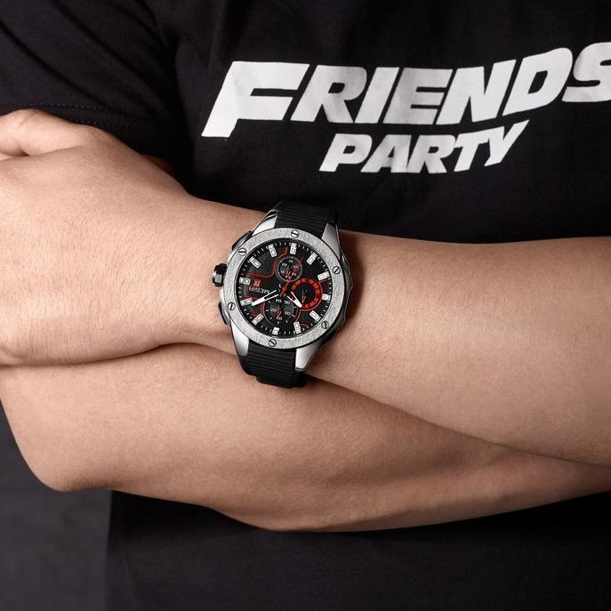 MEGIR 2053 Jam Tangan Pria Analog Chronograph Tali Rubber MGOS