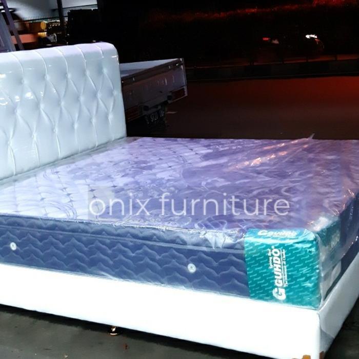 1 set spring bed gudho divan crisan 160x200 kasur biru putih cokrat