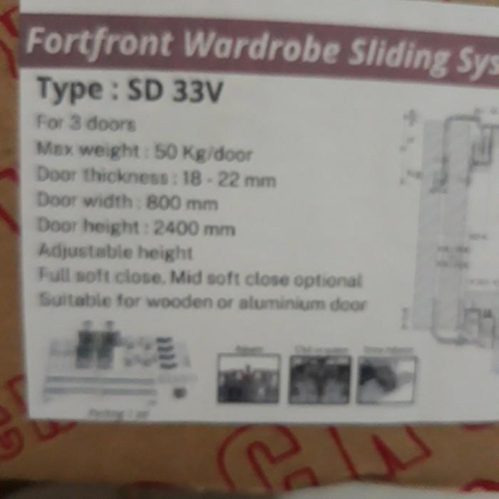 Roda dan rel sliding KNOCKERS SD 33V rel  2.5 meter 3 Pintu