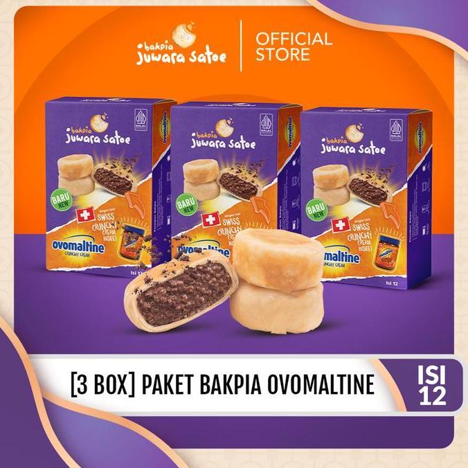 "NEW ARRIVAL DAY" JUWARA SATOE [ 3 BOX ] PAKET BAKPIA BASAH OVOMALTINE 12s - CEMILAN SNACK OLEH-OLEH