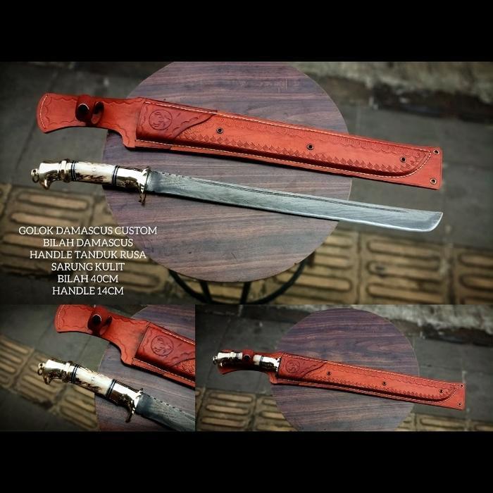 Golok baja damaskus super kuat super tajam custom