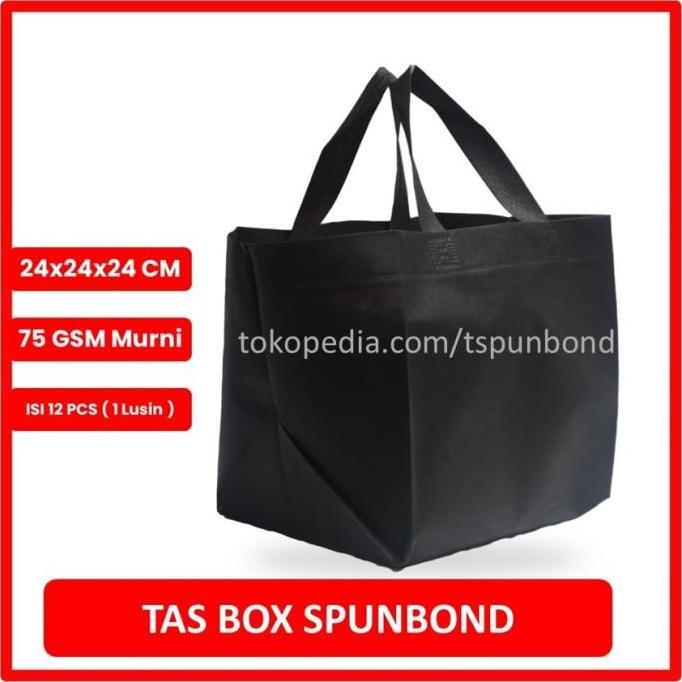 TAS SPUNBOND ukuran 24x24x24 / Tas Nasi Kotak (hitam)