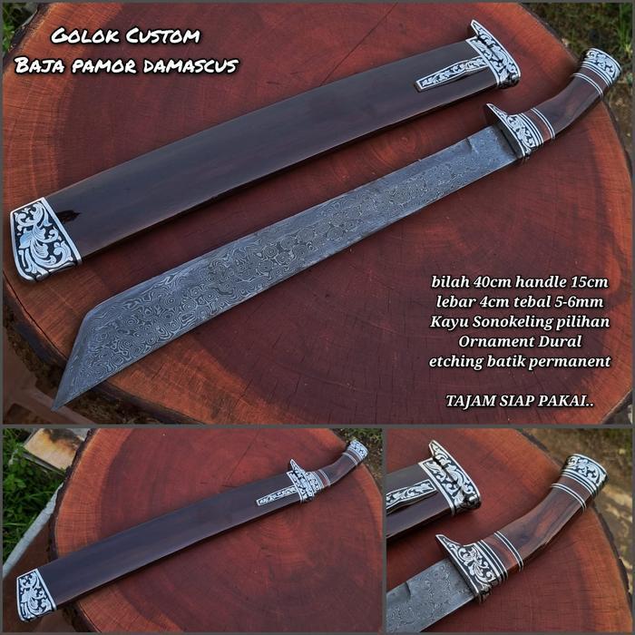 GOLOK SERBAGUNA PAMOR DAMASKUS SUPER TAJAM SIAP PAKAI