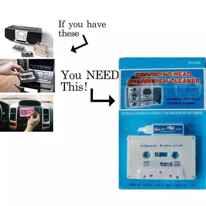 Pembersih head tape pemutar kaset pita walkman player boombox cleaner