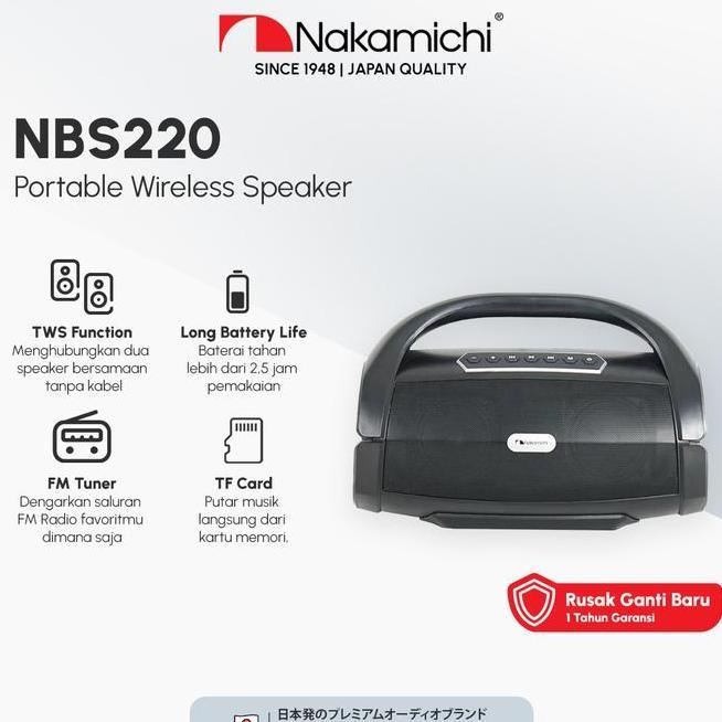 Nakamichi Nbs220 Portable Wireless Speaker Audio Bluetooth
