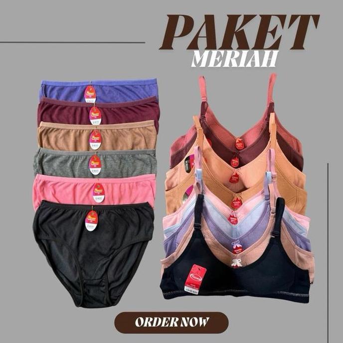 Paket Bundling Celana Dalam Wanita Dan Sport Bra Winalin/Nazwa Palet 3/6 Setel Dalaman Wanita Peremp