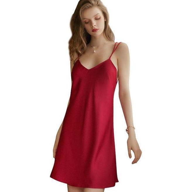 Dress Dress Mini Satin Model Model Chemise Gaun Malam Baju Tidur