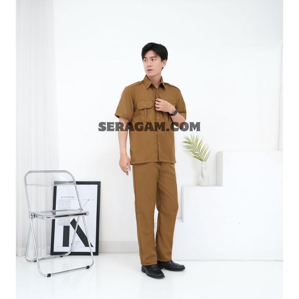 Bagus Seragam Pns Pemda Khaki Pria Lengan Pendek Baju Pdh Khaki Pegawai Negeri Asn Baju Guru Pns Pem