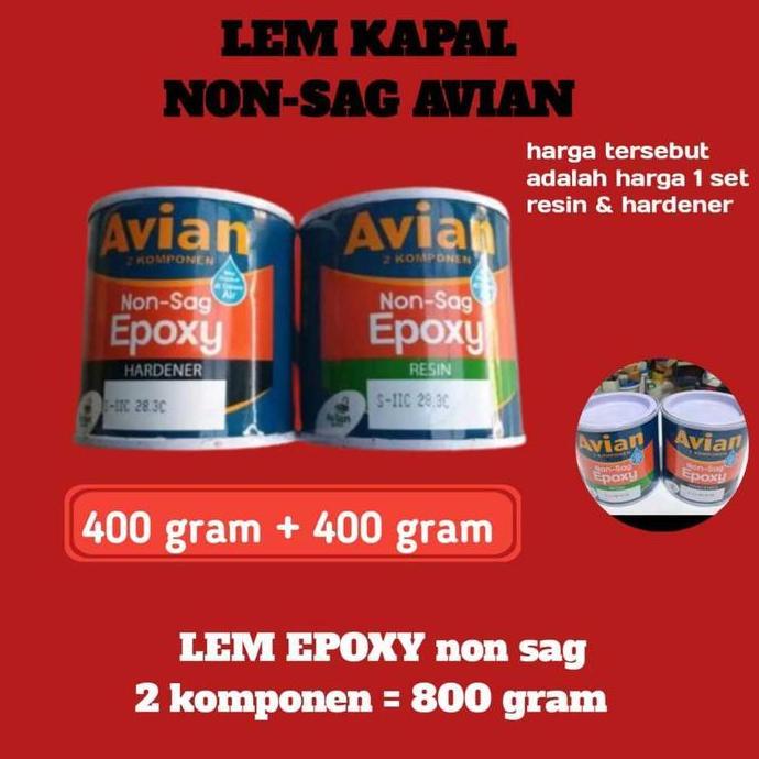 AVIAN-Lem-EPOXY-Non-Sag-2-Komponen-(Resin-Hardener), Avian Brand, Lem Kapal laut, Tambal tangk