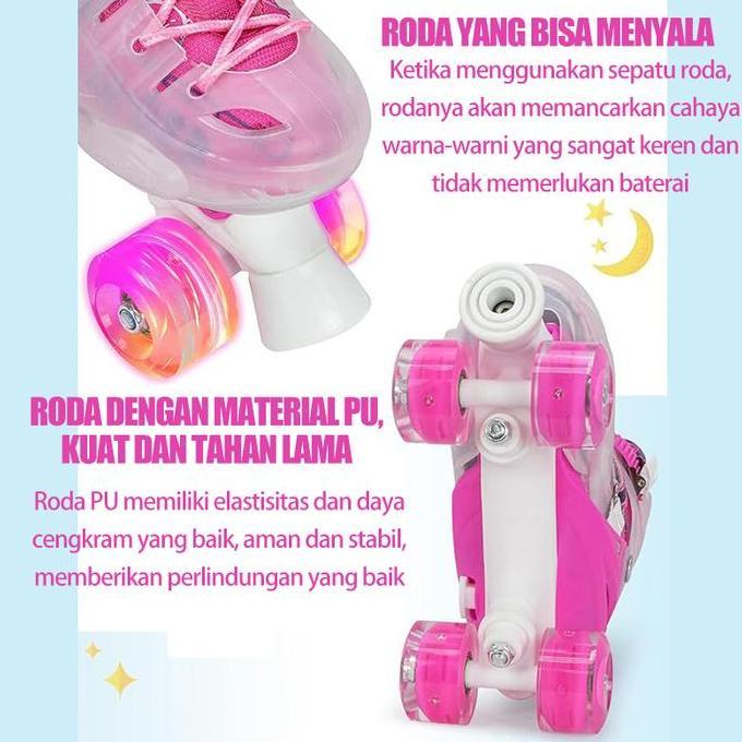 IXCE Sepatu Roda Dua Baris Anak Perempuan Cocok untuk Pemula Ukuran Dapat Disesuaikan Outdoor 6-10 T