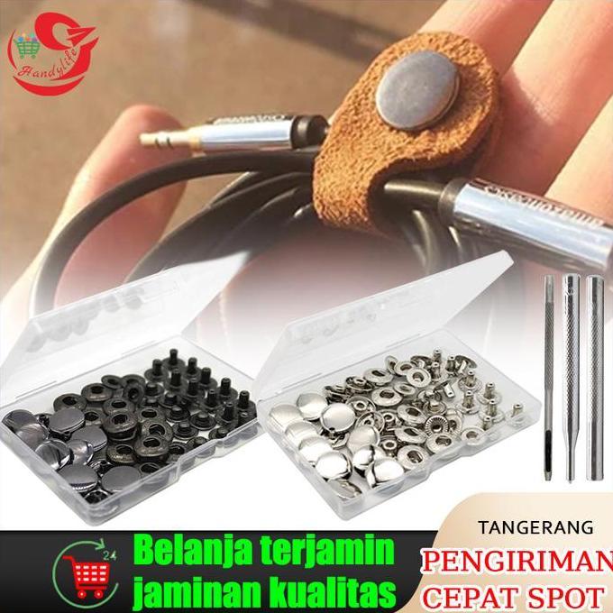 GIRARDY 12 Set Kancing Jepret 14mm/15mm Perlengkapan Perbaikan Pakaian Set Alat Kancing Jepret DIY