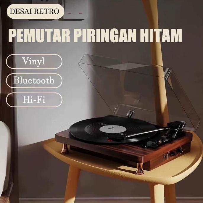 SEIRAKY Pemutar Piringan Hitam Vinyl Player Turntable Vinyl Record Player Multifungsi Speaker Blueto