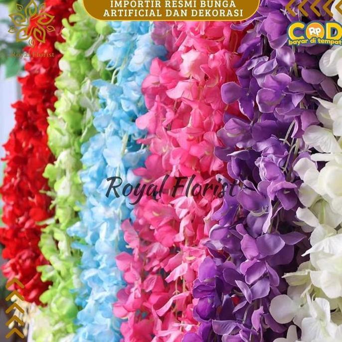 Okushonga- Wisteria Jumbo Lusinan/Bunga Wisteria Juntai Dekorasi Wedding/Bunga Hiasan Dinding (37-42