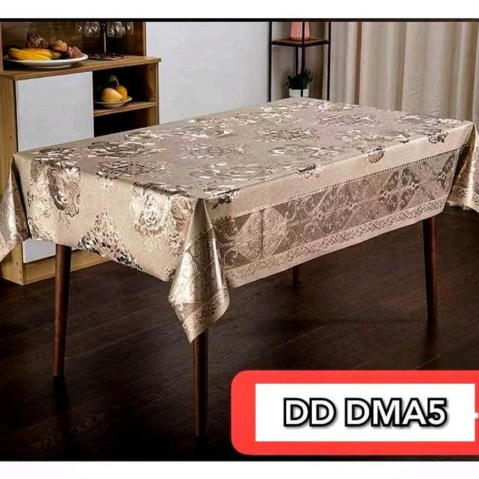 Okushonga- Taplak Meja Tamu Lentur Panjang Meteran Taplak Pvc Gold Mewah Waterproof