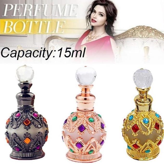 DISSORDE 15ml Botol Parfum Arab Bahan Metal Botol Parfum Kosong Arab Botol Parfum Arabian Isi Ulang 