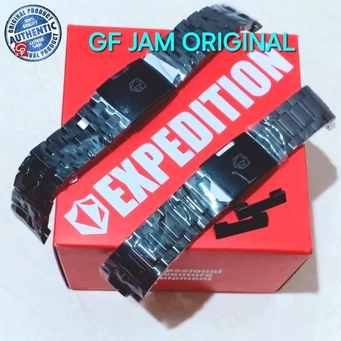 STRAP RANTAI JAM TANGAN EXPEDITION E6402 E 6402 STAINLESS BLACK STEEL