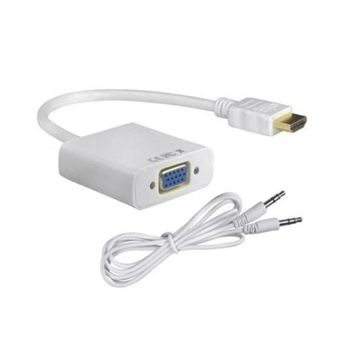 Akawaya- Kabel Hdmi Laptop Ke Vga Proyektor Monitor Ps4 Ps3 Ada Suara Audio Aux