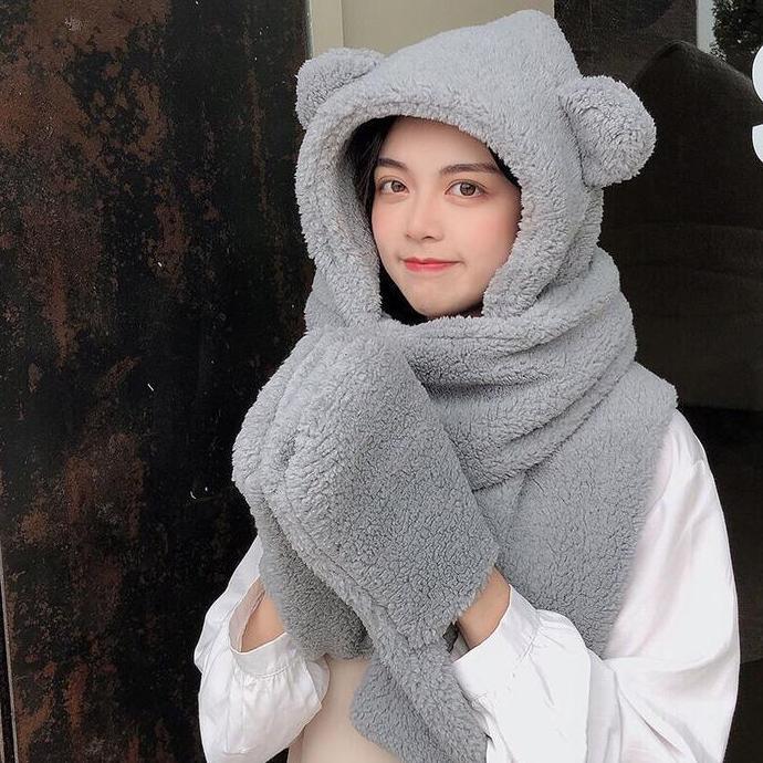 Kunura- Topi Syal Jennie Beruang Topi Beanies