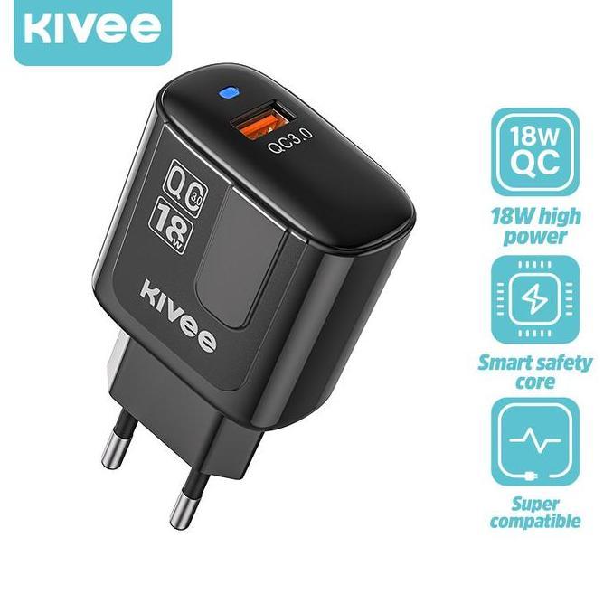 Wall charger KIVEE PD+QC3.0 18W fast charger light display 5V/3A